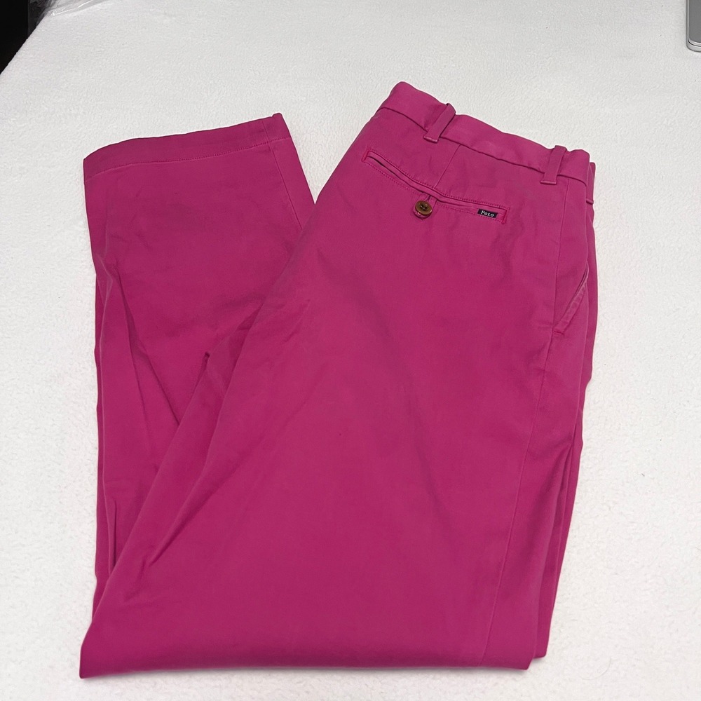 Polo Golf Ralph Lauren Chino Pants Men 34 Pink Straight Leg Preppy Classic Retro